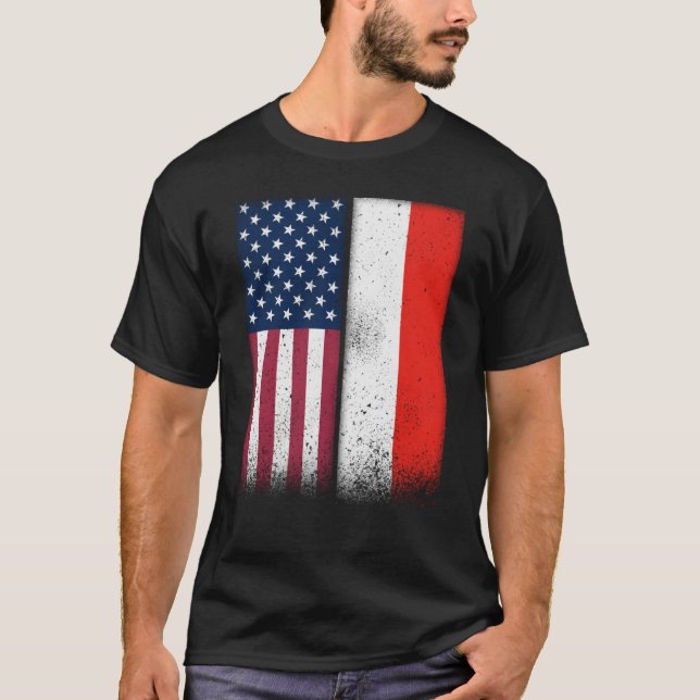 Indonesia Indonesian American Flags Proud USA T-Shirt (Front)