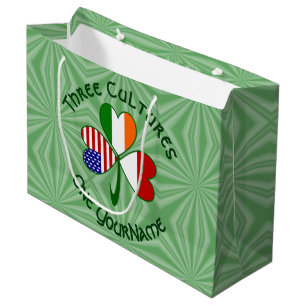 Indonesia Ireland USA Shamrock Flag Personalised  Large Gift Bag