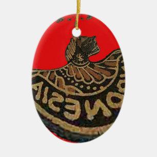 Indonesia Javanese Shadow Puppet Cultural Art Ceramic Tree Decoration