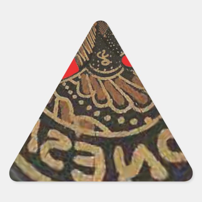 Indonesia Javanese Shadow Puppet Cultural Art Triangle Sticker (Front)