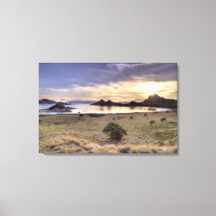 Indonesia, Komodo National Park. Sunset on one Canvas Print