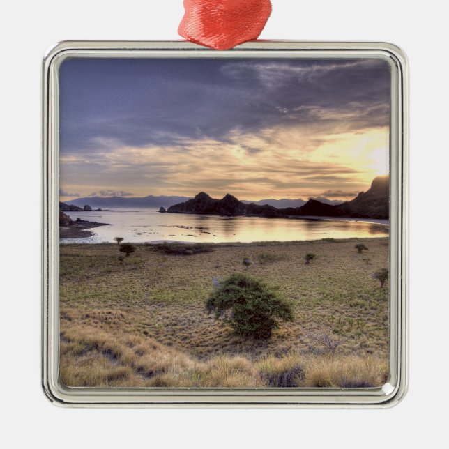 Indonesia, Komodo National Park. Sunset on one Metal Tree Decoration (Front)