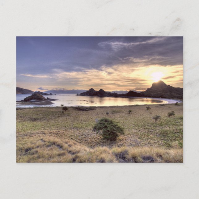 Indonesia, Komodo National Park. Sunset on one Postcard (Front)
