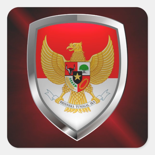 Indonesia Metallic Emblem Square Sticker (Front)