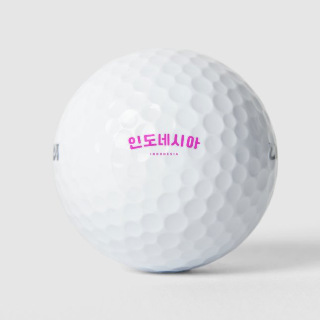 Indonesia Pink in Korean Hangul Kpop Golf Balls (Front)
