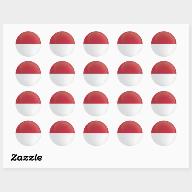 Indonesia  Round Icon Flag Classic Round Sticker (Sheet)