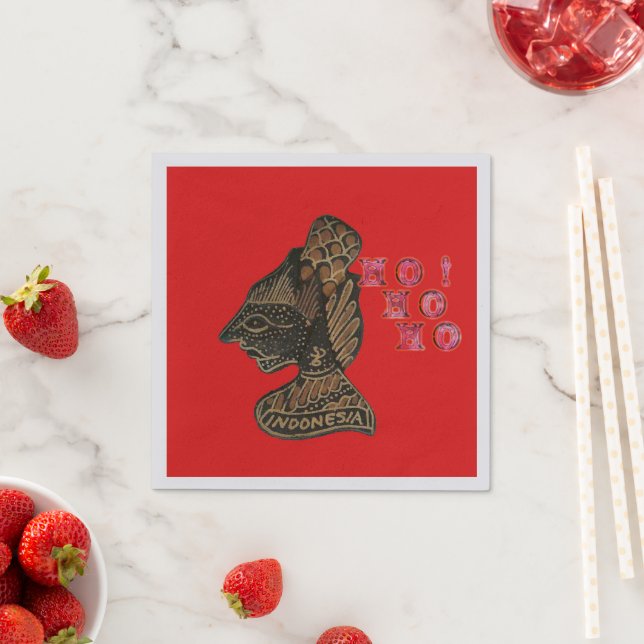 Indonesia Shadow Puppet Hohoho Christmas Napkins (Insitu)