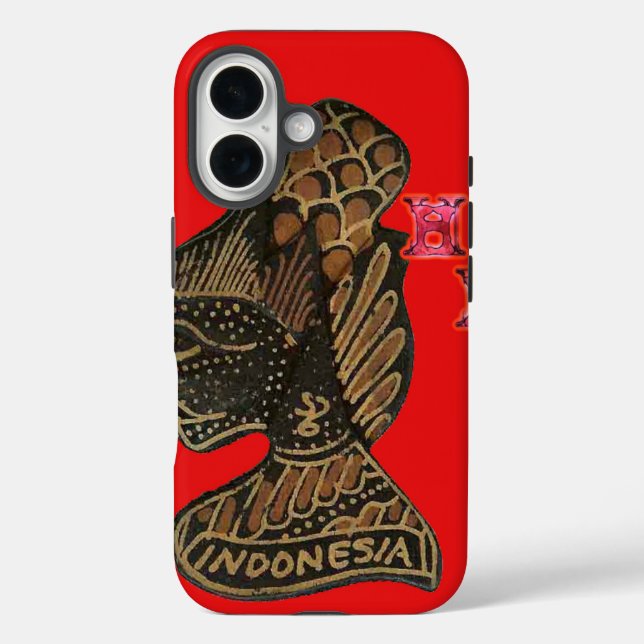 Indonesia Shadow Puppet Hohoho Design Red Canvas Case-Mate iPhone Case (Back)