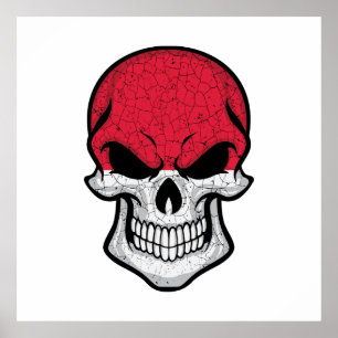 Indonesia Smiling Skull Flag f Poster