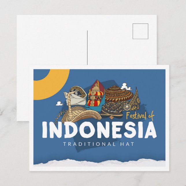 Indonesia Traditional Hat Travel Postcard (Front/Back)