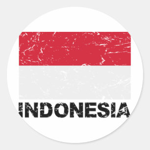 Indonesia Vintage Flag Classic Round Sticker