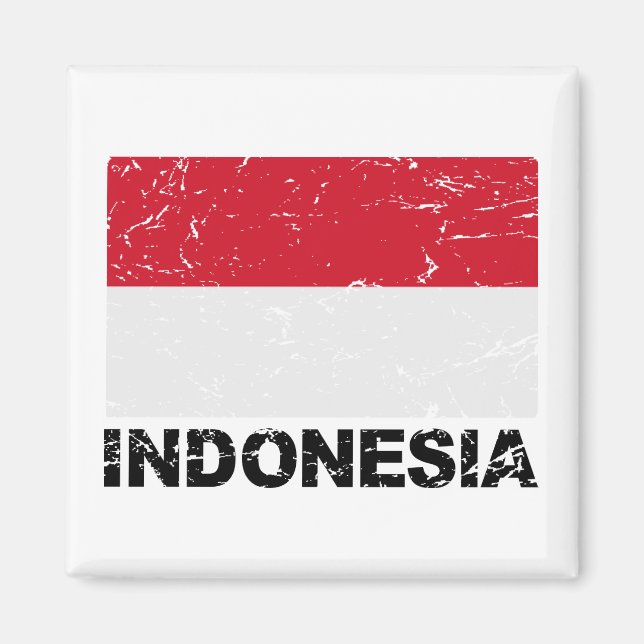 Indonesia Vintage Flag Magnet (Front)