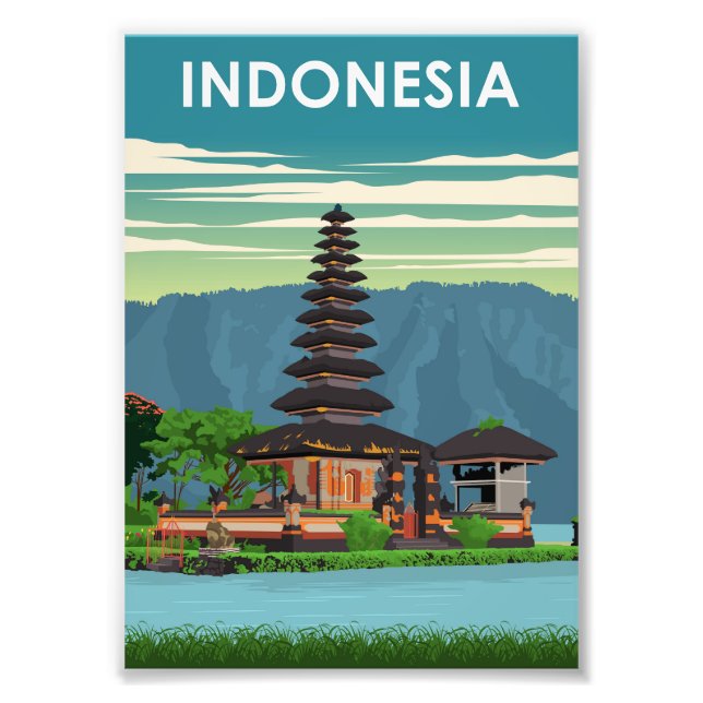 Indonesia Vintage Minimal Retro Travel Poster (Front)