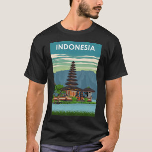 Indonesia Vintage Minimal Retro Travel Poster T-Shirt