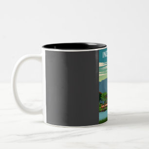 Indonesia Vintage Minimal Retro Travel Poster Two-Tone Coffee Mug