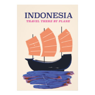 Indonesia vintage style travel poster