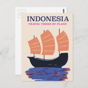 Indonesia vintage style travel poster postcard