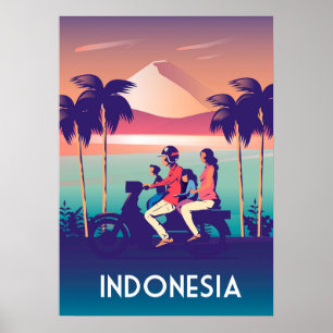Indonesia vintage travel poster