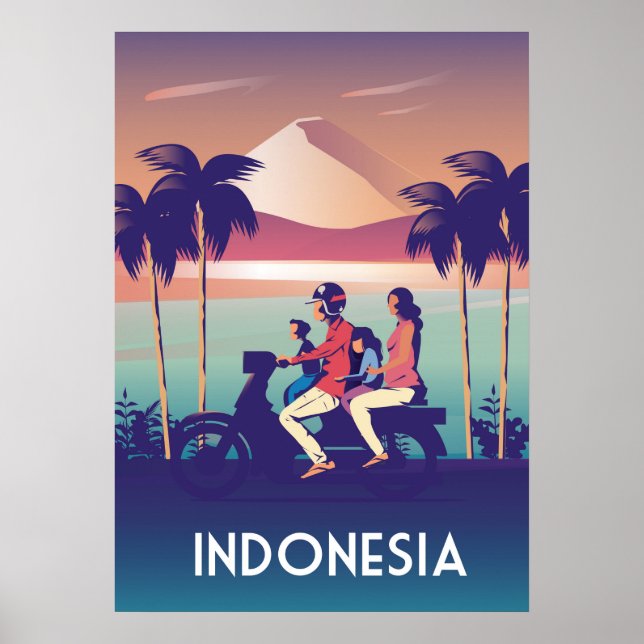 Indonesia vintage travel poster (Front)