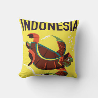 Indonesia Vintage Travel Poster Print Cushion