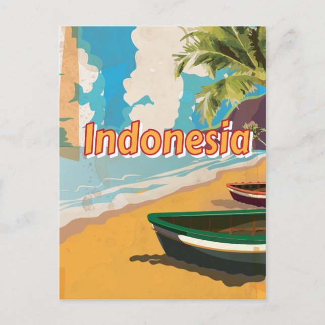 Indonesia Vintage vacation Poster Postcard (Front)