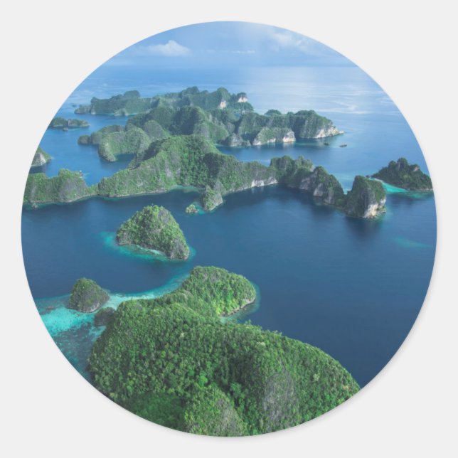Indonesia, West Papua. Aerial Of Raja Ampat Classic Round Sticker (Front)