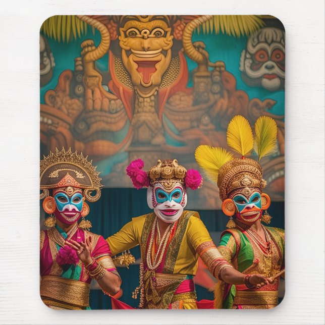 Indonesian Bali Masked Dancers  Mouse Mat (Front)