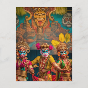 Indonesian Bali Masked Dancers  Postcard