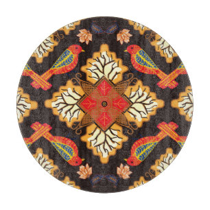 Indonesian batik: flora fauna motif. cutting board