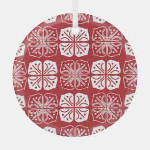 Indonesian Batik Kawung Gurda Design Glass Tree Decoration