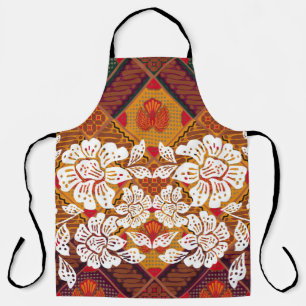 Indonesian batik motifs with very distinct plant a apron