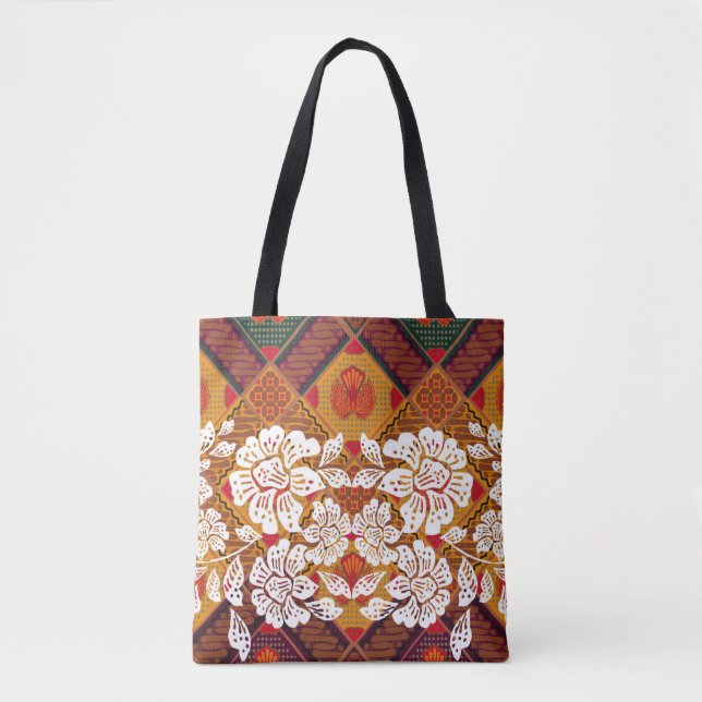 Indonesian batik motifs with very distinct plant a tote bag (Front)