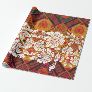 Indonesian batik motifs with very distinct plant a wrapping paper