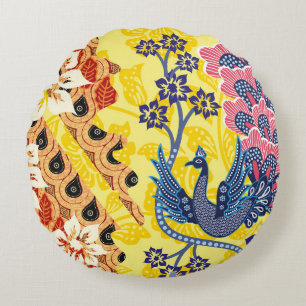 Indonesian batik motifs with very distinctive plan round cushion