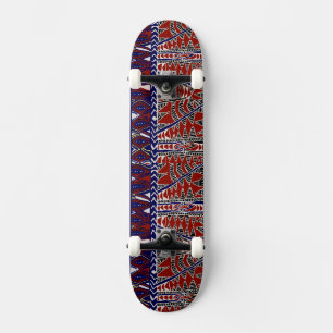 Indonesian Batik Skateboard, red navy tan Skateboard