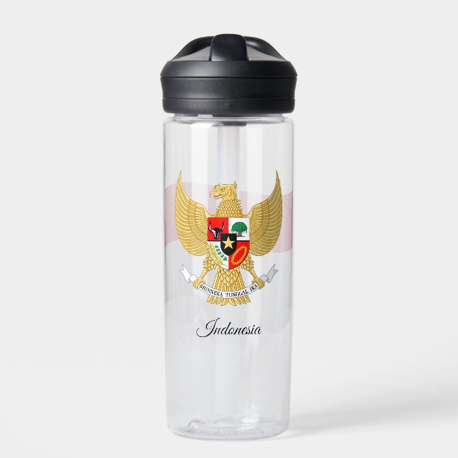 Indonesian Coat of Arms, Flag, Indonesia Water Bottle (Front)