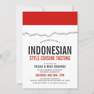 Indonesian Cuisine   Party Flag White Invite