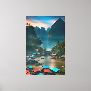 Indonesian Fishing Village  Canvas Print