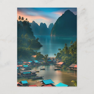 Indonesian Fishing Village  Postcard