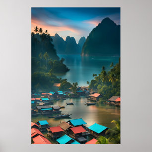 Indonesian Fishing Village  Poster