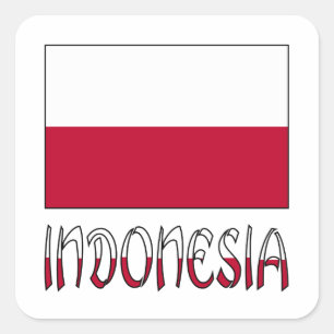 Indonesian Flag and Indonesia Square Sticker