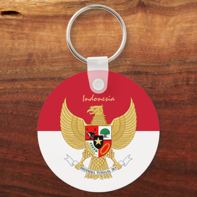 Indonesian flag, emblem & Indonesia holiday /sport Key Ring (Front)