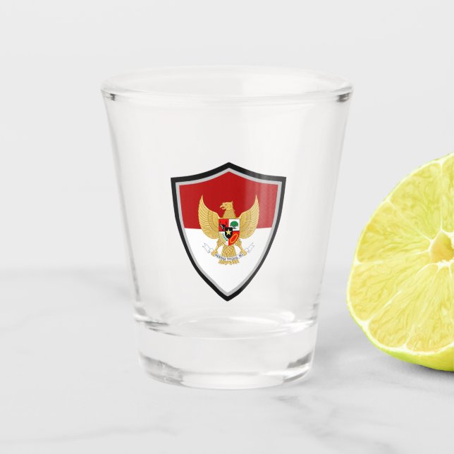 Indonesian flag-emblem shot glass (Front)