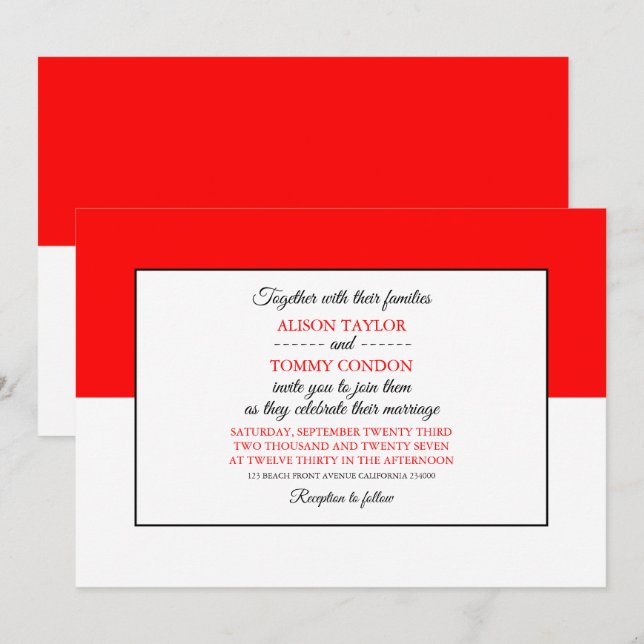 Indonesian Flag, Flag of Indonesia Wedding Invitation (Front/Back)