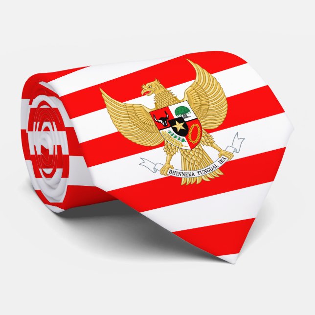 Indonesian Flag & National Emblem, Indonesia Tie (Rolled)