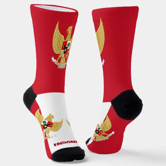Indonesian Flag Patriotic, Sustainable Indonesia Socks (Angled)