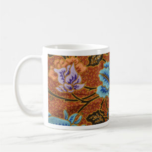 Indonesian Floral Batik Gold Coffee Mug
