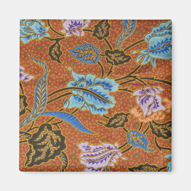 Indonesian Floral Batik Gold Magnet (Front)