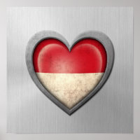 Indonesian Heart Flag Stainless Steel Effect