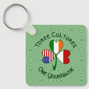 Indonesian Irish American Flags Shamrock Your Name Key Ring